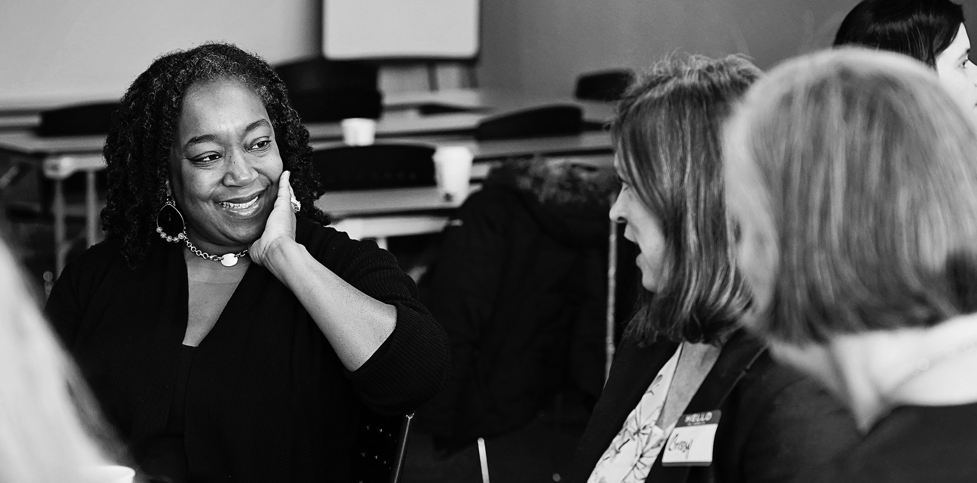 Three women in conversation