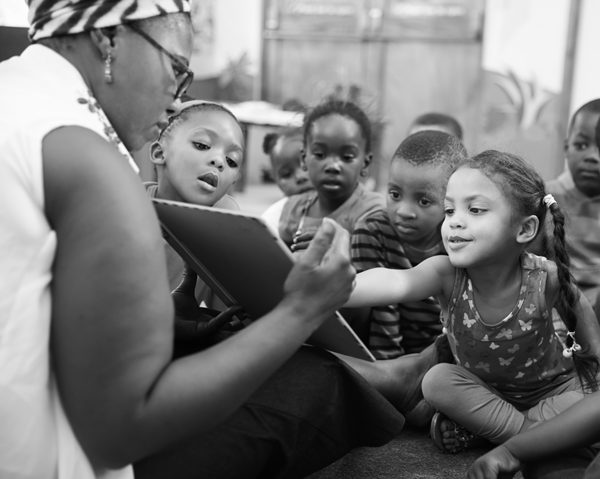 teacher reading to children